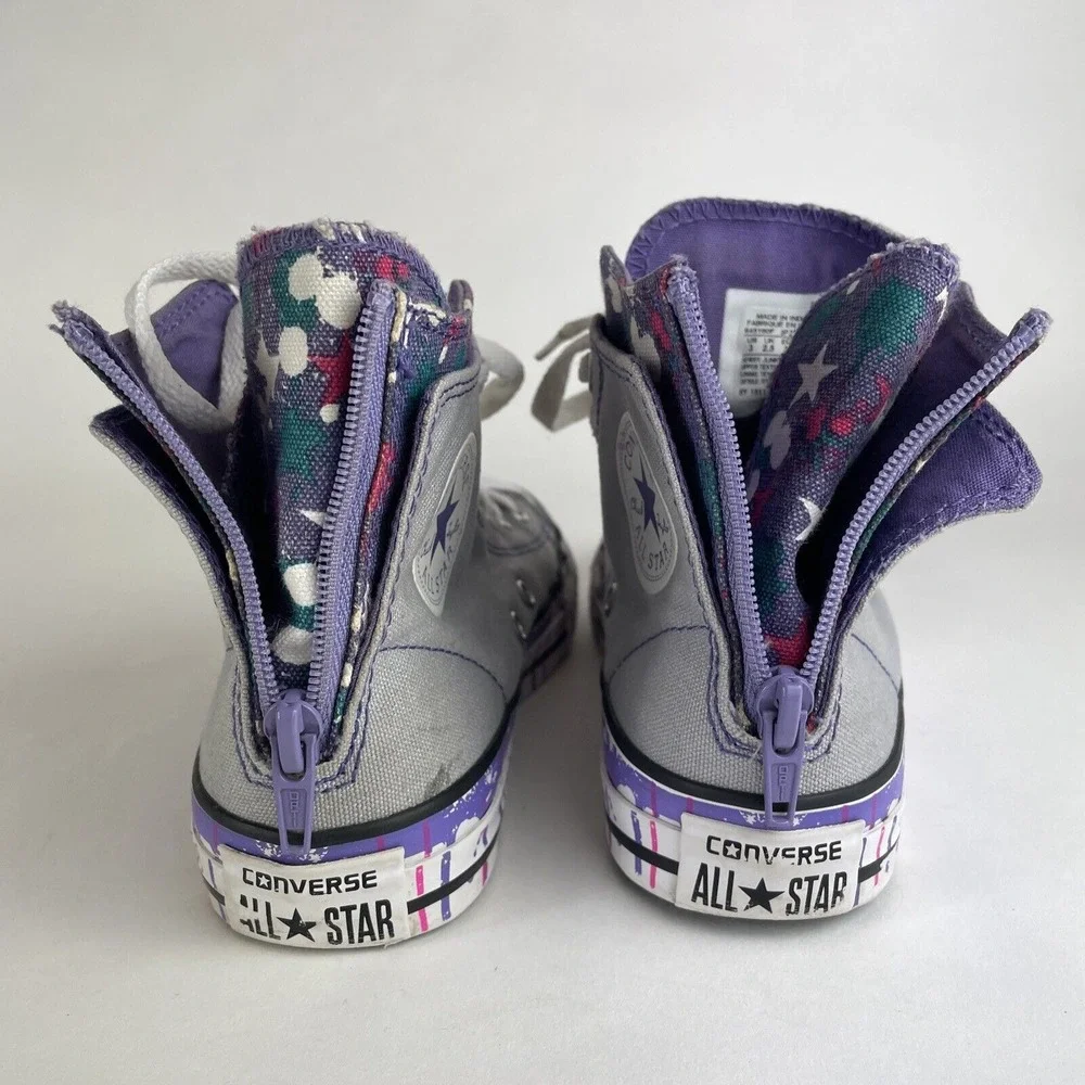 Converse Chuck Taylor All Star Juniors 6Y Grey, Purple Paint Splatter Size 3 US - Picture 10 of 12